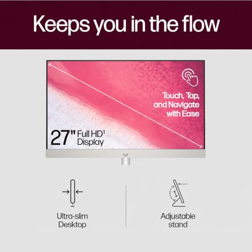Image of Customizable HP 27 inchFHD Touchscreen All-in-One Business Desktop PC, Intel Core Ultra 7 Up to 4.8GHz, 16GB /32GB /64GB DDR5 RAM, 512GB /1TB /2TB SSD, Webcam, USB-C, Wireless KB&Mouse, Windows11, White