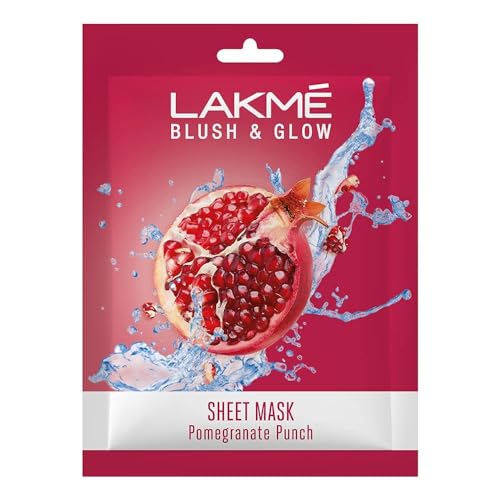 LAKMÉ Blush & Glow Pomegranate Sheet Mask, Soothing, Hydrating, 2...
