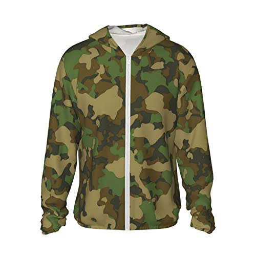 errtavt Camouflage Green Camo Sun Protection Hoodie Women's Long Sleeve Uv Shirts Jacket Hooded for Hiking Outdoor Small