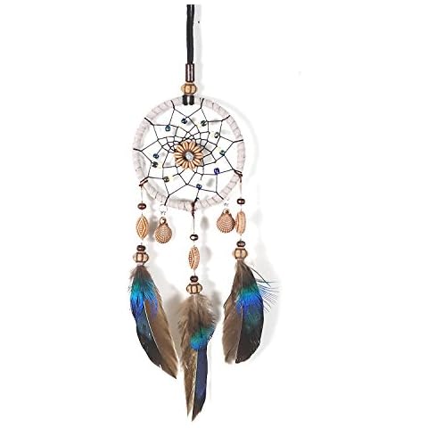 Sarekung Indian Dream Catcher Handmade Wall Hanging Home Decor Dream Catcher with Feathers Dia 2.8" Cover