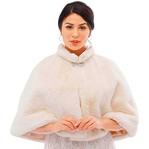 Women's Faux Fur Shawl for Wedding, Warm Wrap for Winter Dinner Party, Scarf for Bride and Bridesmaids