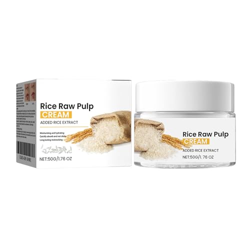 Grospe Rice Cream for Face,Rice Raw Pulp Face Cream for Moisturizing Skin,Shrink Pores,Anti Aging Smoth Fine Line,Restore Skin Elasticity