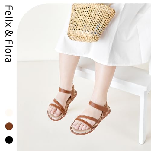 Image of Felix & Flora Toddler Girl Sandals - Little Girl Easter Dress Shoes Lightweight Open Toe Beach Holiday Flats