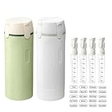 2 Pcs 4 in 1 Travel Dispenser Bottle,4 Pack 30ML Travel Bottles for Toiletries,Leak Proof Travel Size Containers with Scale and Label,Portable for Shampoo Lotion Conditioner Cream(Green+White)