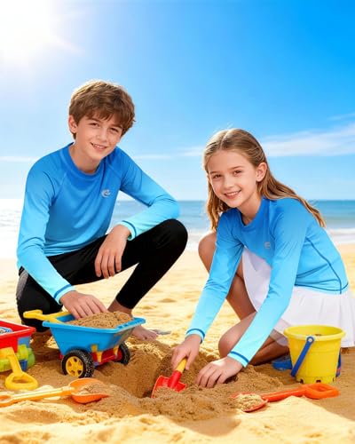 Image of Boys UPF 50+ Swim Shirt Long Sleeve, 1 or 2 Pack Rash Guard Tops