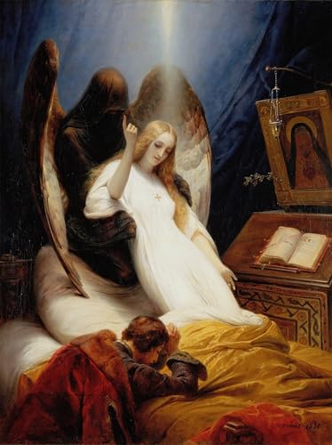 ZHAOSHAN Famoso Quadri Murale Stampe Olio El ángel de la muerte de Emile Jean Horace Vernet per L'arredamento del Soggiorno 60x90cm