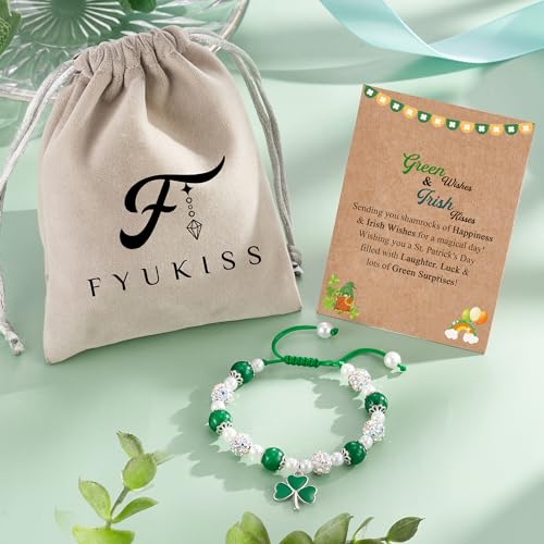 FYUKISS Clover Bracelet, St Patricks Day Gifts For Kids, St Patricks Day Decorations Decor, St Patricks Day Accessories, Clover Shamrock Charm Bracelets For Girls St Patricks Day Gifts by FYUKISS - Image 5