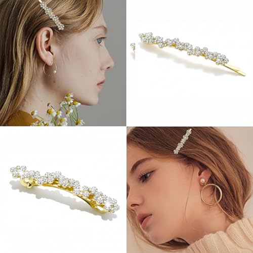 3 Pinzas para cabello con piedras brillantes doradas miniatura 4