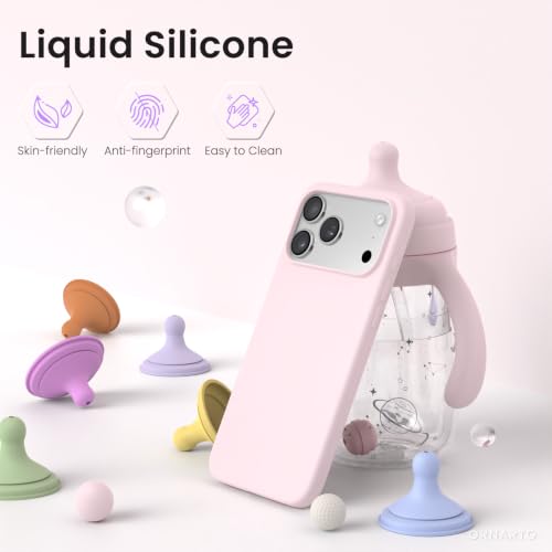ORNARTO for iPhone 18 Pro Case, Slim Liquid Silicone Cover, Chalk Pink - image 3