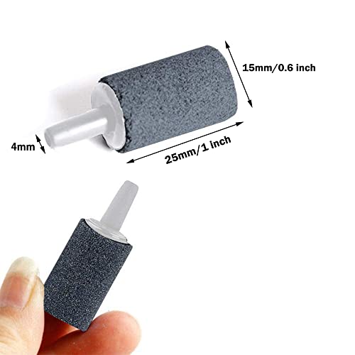 Image of 100 Pack 1 Inch Aquarium Air Stone, Cylinder Bubble Diffuser Aerator Stones Fish Tank Bubbler Pump Accessories for Hydroponics Grey (100 Pack)