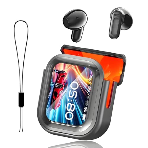 NE20 Earbuds NE20 Translation Bluetooth 6.0 Earphones AI Translator Ear Buds LCD Touch Screen Sport Wireless Headphones HD Stereo Sound Longlife IPX6 Water-Resistant Black