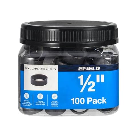 100-Pack in Bottle EFIELD 1/2" Pex Copper Crimp Rings For Pex Pipe Connection,Black-Oxidized Surface Treatment Cover