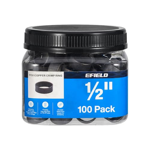 100 piece EFIELD 1/2-inch Pex Copper Crimp Rings For Pex Pipe Connection