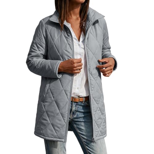 Quilted Jackets for Women Lightwight Fall Winter Mid Length Padded Coats - image 6