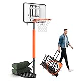 Basketball Hoop Outdoor 7.1-8.9ft Adjustable,Basketball Portable Hoops & Goals for Kids,Youth,and Adults in Backyard/Driveway/Indoor,33 Inch Shatterproof Backboard and Larger Base