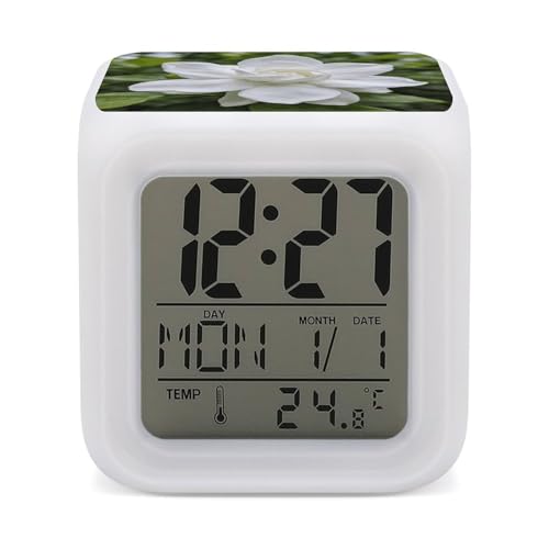Reloj de escritorio digital con luces LED que cambian de color y sensor de temperatura 2