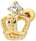 [From da Phactory] フロム ダ ファクトリー 立体 クラウン ジュエル ストレートバーベル サージカルステンレス 軟骨ピアス ボディピアス 1個(14G ゴールド)