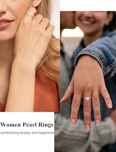 Women Pearl Rings for Women Infinity Ring Gold/Rhodium Plated Wedding Engagement Band Jewelry Size 5-104