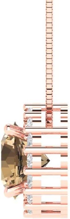 Clara Pucci 1.16 cttw Champagne Simulated Diamond Rose Gold-Plated Silver Necklace and Pendant for Women (16" Box Chain,Round Cut,6.5mm) - Image 3