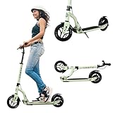 Aero Big Wheels Scooter for Kids 8-12, Teens & Adults | Pneumatic Air Tyre, Hand Controlled Drum Brake & Rubber Deck Mat | Adult Manual Kick Scooter | Foldable & Height Adjustable, 220lbs Max