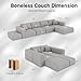 CUGOAO 152'' Modern Boneless Couch, Oversized 2-in-1 Modular Sectional Sofa Bed, Extra Deep Seat Upholstery Cloud Couch, Boneless Couches for Living Room, No Assembly Required, Grey Chenille
