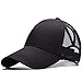 Amknn Donne Ragazze Ponytail Berretto da Baseball Cappello Ponycaps Messy Mesh Buns Trucker Ponycaps Plain Berretto da Baseball Visiera Cappello da papà per Le Donne (Nero)