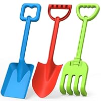 40CM Long Kids Beach Spades Sand Snow Shovels Toys for Digging, ABS Plastic Sandbox Sturdy Scoop Spade for Garden Backyard Summer Travel (3 Pack-Blue Green Red)