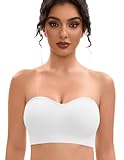 YHGV Strapless Bras for Women-Push-Up Non-Slip Bandeau Bra,Seamless Wirefree Padded Tube Top Convertible Straps Bralette White