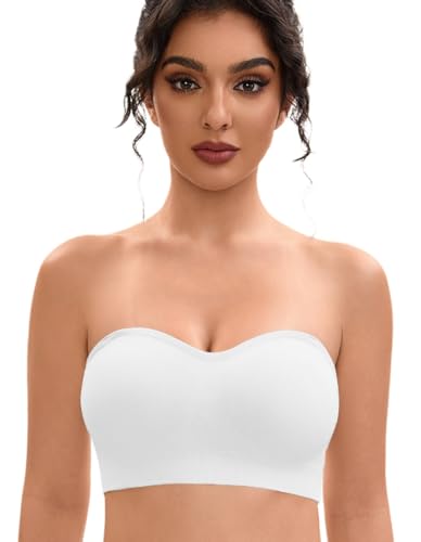 Image of Strapless Bras for Women-Push-Up Non-Slip Bandeau Bra,Seamless Wirefree Padded Tube Top Convertible Straps