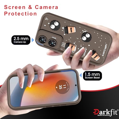 Image of Back Case Cover Compatible with Motorola Moto G85 5G | Cute Fun Cartoon Ball 3D Coffee Silicone Case | Body Protection | Camera Protection | Shock Proof | Color Brown | Pack of 1