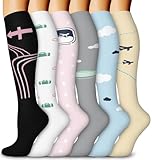 Aoliks Compression Socks for Women and Men, Knee High Support Stockings for Flying, Comfortable Travel Compression Socks for Long Flights, Airplane Design