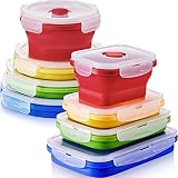 Mimorou 8 Pack Collapsible Food Storage Containers Silicone Lunch with Lids, 4 Pcs Rectangle Bowls a