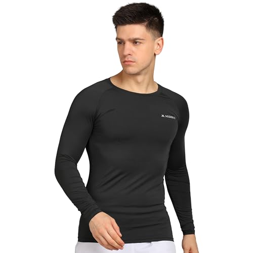 Kobo KT-02 Intense Compression Top Full Sleeve Skins Men's T-Shirt Base Layer Tight for Gym Running Swimming Cricket Cycling Football Yoga Basketball Tennis Badminton & Many More Sports (Imported)