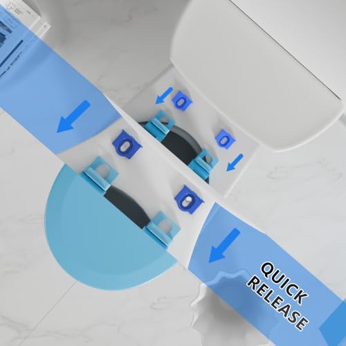 Image of Angol Shiold Slow Close Wood Toilet Seat（Blue, Round 16.5''）
