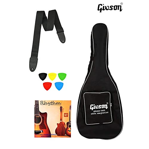 Image of Ketostics Givson Venus Super Special Cutaway Rosewood 41 Inch Acoustic Semi Electric Guitar Kit with Bag, Rhythm String Set, Strap and 5 Plectrums, (Black)
