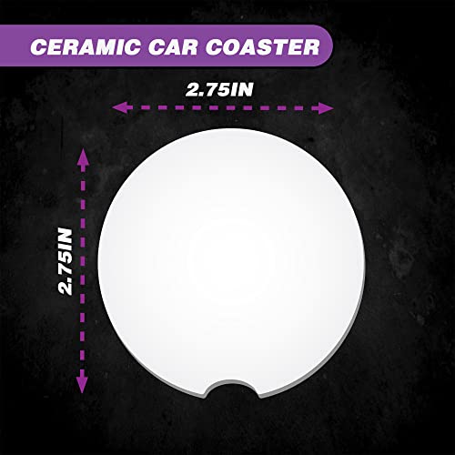 Miracle Prints Custom Car Coasters – Customize Your Cup Holder Insert with Photo, Text, or Logo – Ceramic with Non-Slip Cork Base & Finger Notch, Personalized Car Decorations (Set of 2)