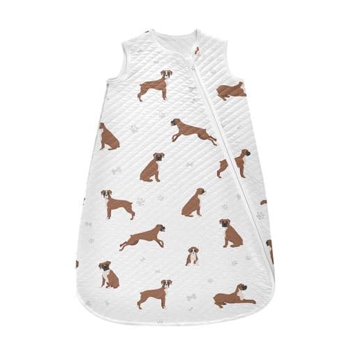 vvfelixl Boxer Dog White Baby Wearable Blanket,Swaddle Transition Sleeping Bag for Infant,Sleep Sack for Newborn Babies,Sleep Suit For Toddler 6-12M
