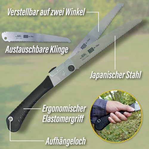 SUIZAN Japanische Klappsäge 210mm Vielseitig für Holz - Kompakt Handsäge Astsäge Garten Holzverarbeitung DIY Outdoor Säge
