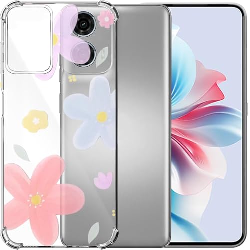 HAOFUGUI Flores Funda para Motorola Moto G 5G 2024 / G Play 5G 2024 Case, Diseño Floral Transparente Funda, Protectora Impreso Caso de Protección para niñas y Mujeres, Funda SJ505