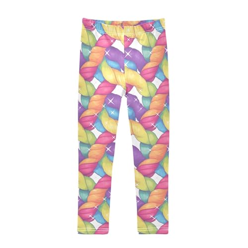 KLL Realistic Knitted Illustration Rainbow Texture Girls Legging Soft High Waisted Lounge Pants Gym