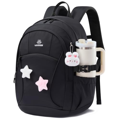Image of LOVEVOOK School Backpack for Teen Girls & Kids, Lightweight Large Capacity Waterproof Bookbag with 15.6 inch Laptop Compartment, Cute Ergonomic Bag for Elementary Middle School Students
