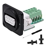 CybNemo D-Type DB9 Solderless Terminal Connector Panel Mount Adapter DB9 Female RS232 Serial to Screw Terminal Breakout Board D-SUB 9 Pin PCB Board -Black