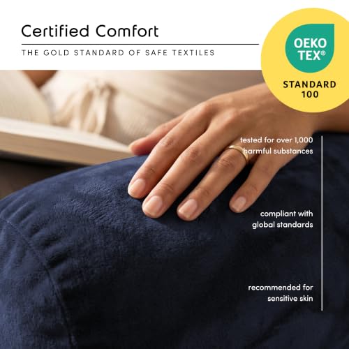 Image of Nestl Reading Pillow for Kids & Teens with Shredded Memory Foam, Backrest Pillows for Reading, Watching, and Gaming, Use on the Couch, Bed, or Floor, Adjustable Support with Washable Cover Navy