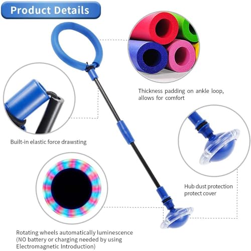 MEISHANG Swing Wheel mit Lichtrad,Kinder Blinkender Springring,Kinder Blinkender Springring Fußkreisel,Springender Ball Blinkender,Faltbarer Flash Jumping Ball,Blinkender Sprungball (Blau)