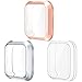 NANW Compatible Fitbit Versa Lite Edition Screen Protector Case Cover (3-Pack), All-Around Screen Protective Screen Case Bumper Cover Saver Soft TPU Plated Case Compatible