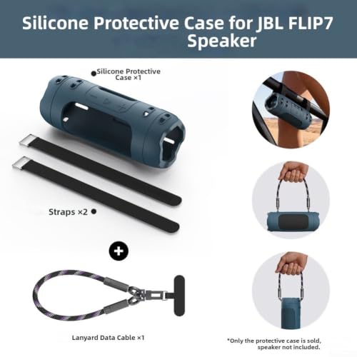 Funda de silicona para JBL Flip 7 flexible protectora negra 7