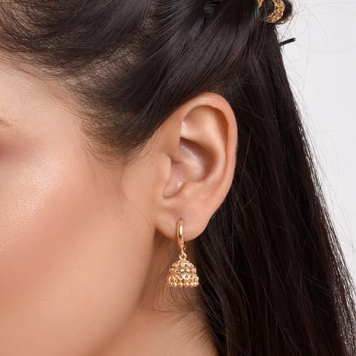 Efulgenz Gold Tone Indian Hoop Jhumka Earrings for Women Traditional Wedding Bridal Bollywood Jewelry Jhumka Jhumki Dangle Earrings Set Indian Jhumkas for Women3