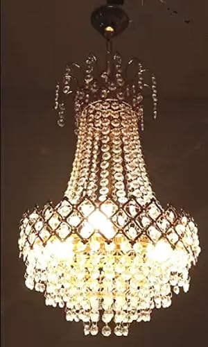 Image of SUANI Modern Crystal 40 watt Decorative Pendant Crystal Chandelier | Chandelier for Home| Chandelier for Restaurant | Jhoomar for Hotel | Light Fixture Chandelier (Golden300 mm)