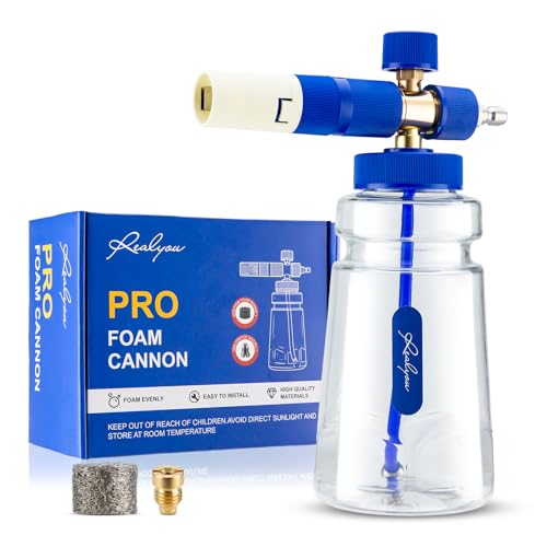 Image of REALYOU Foam Cannon, Foam Cannon for Pressure Washer with 1 /4 Inch Quick Connector, Additional 1.1mm Orifice Nozzle and 1L Bottle