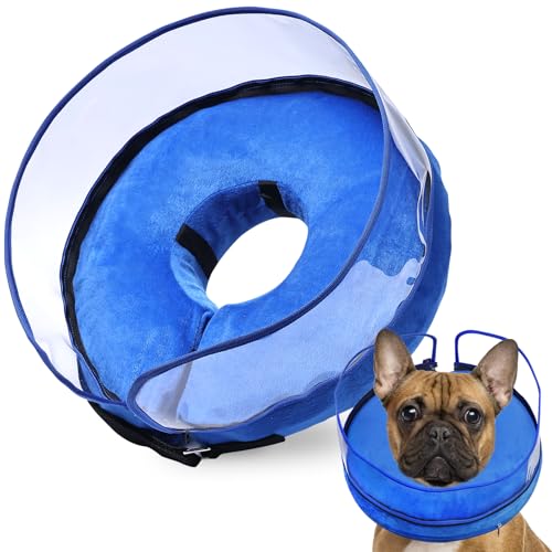 Image of BARKLESS Dog Cone, Inflatable Dog Cone After Surgery for Small Medium Breeds, Soft Surgery Collar with Enhanced Anti-Licking Guard Shield for Pets, Patented Protective Donut Collar